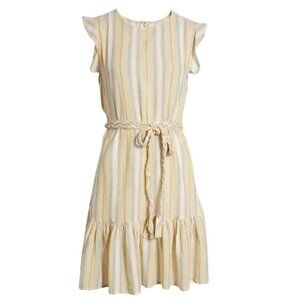 Marine Layer Laney Mini Dress Beachy Stripe V2 Large Tencel & Linen Blend